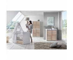 Komplett Kinderzimmer Clic, 3-tlg.(Kombi-Kinderbett 70x140, Umbauseiten, Wickelkommode mit Wickelaufsatz und Kleiderschrank 4-trg.), Buche teilmassiv, weiß/Pinie