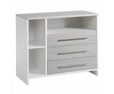 Wickelkommode ECO SILBER, Pinie silberfarbig/weiß, mit Seitenregal grau