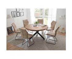 Essgruppe im Industrial Stil 7-teilig beige Metall Bedford