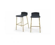 2 x Syrus Barhocker, Messing und Grau
