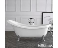 Tellkamp Nostalgia freistehende Oval Badewanne L: 175 B: 82,5 H: 39,5 cm, inkl. 4 x Löwenfüße chrom weiß glanz, Schürze weiß glanz 0100-061-00-02-C/CR