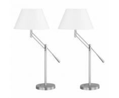 2er Set Tisch Beleuchtungen Lese Lampen Steh Stand Leuchten Textil weiss verstellbar