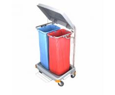 CleanSV Reinigungswagen Abfallwagen, Müllsackhalter 2 x 70 Liter Muelltrennung mit Pedal