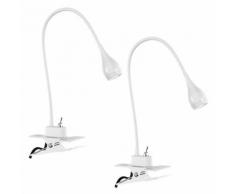 2er Set LED Klemm Tisch Leuchten Schlaf Gäste Zimmer Flexo Lampen verstellbar