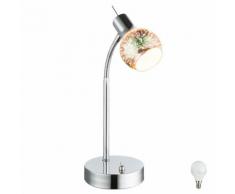 Tisch Lampe Glas Kugel Spot Wohnraum Lese Nachtlicht 3D-Effekt Strahler im Set inkl LED Leuchtmittel