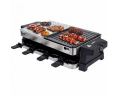 Edelstahl Raclette für 8 Personen mit Heißem Stein und Grillplatte