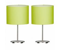 2er Set Design Tisch Lese Lampen Wohn Schlaf Zimmer Beleuchtung Textil Nacht Licht Leuchten grün