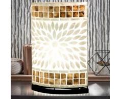 Tisch Lampe Wohn Schlaf Zimmer Schalter Lese Beleuchtung Muschel Mosaik im Set inkl. LED Leuchtmittel