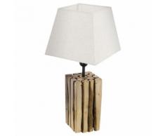 Holz Nacht Schreib Tisch Lampe Wohn Schlaf Zimmer Beleuchtung Textil Leuchte creme Eglo 49669