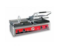 GMG - Doppel-Kontaktgrill - ▲ Gerillt/Glatt ▼ Gerillt/Glatt - mit Grillplatten aus Gusseisen, Fettauffangschale und Temperaturregelung 50° - 300° C