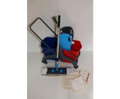 CleanSV Wischset 50 cm - Kunststoff Reinigungswagen, 3 Baumwollmop, 1 Profi Mophalter, Telskopstiehl