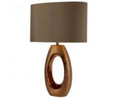 Design Tisch Lampe Wohn Ess Zimmer Stoff Schirm bronze-farben Nacht-Licht Searchlight EU1213BZ