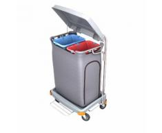 CleanSV Reinigungswagen Abfallwagen mit Seitenverkleidung, Muellsackhalter 2 x 70 Liter mit Pedal