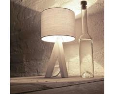 Licht-Erlebnisse RY1/5/152 Ging Nachttischlampe mit Holzfuß & grauem Stoffschirm Dreibein