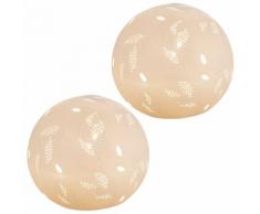 2er Set RGB LED Kugel Design Tisch Leuchten dimmbar Porzellan Wohn Zimmer Lampen Fernbedienung weiß