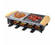 Edelstahl Raclette Uri für 8 Personen mit Grillplatte und Heißem Stein