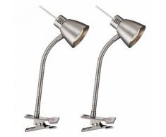 2x LED Schreib Tisch Klemm Lampen Arbeits Zimmer FLEXO Spot Leuchten silber