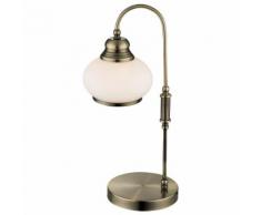 Tisch Lampe Dielen Leuchte Glas Messing gebogen Antik Lese Strahler satiniert Globo 6900-1T