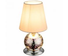 Glas Tisch Stand Leuchte 3D-Effekt rund Textil Wohn Zimmer Beleuchtung Steh Lampe Globo 24132T