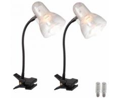 2er Set LED Klemm Strahler Tisch Lampen Flexo Arm Leuchten Wohn Raum Lese Beleuchtung transparent