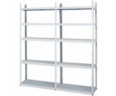 Komplettregal/Fachbodenregal mit 10 Böden, Stecksystem, BxTxH 2000 x 300 x 2100 mm, kunststoffbeschichtet in lichtgrau RAL 7035