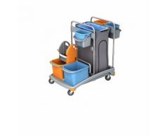 CleanSV® Putzwagen aus PE inkl. Beutelhalter 120 l, Reinigungswagen mit 5 Eimern und Moppresse