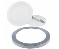 18W LED Panel Aura Easy Fix Dimmbar IP20 Einbau Strahler Aufputz Spot Einbauleuchte warmweiß 2700K Deckenleuchte Rund mit Rahmen Chrome