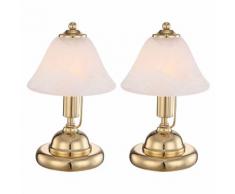 2er Set Nacht Licht Leuchten gold Messing Lese Strahler Alabaster Optik Glas Lampen Touch Schalter