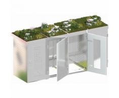Binto Mülltonnenbox für 4 Behälter, Edelstahl mit Pflanzschale Mülltonnenverkleidung