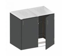 Binto Mülltonnenbox 2er-Box HPL-Schiefer Klappdeckel Mülltonnenverkleidung