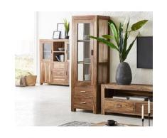 DELIFE Vitrine Indra Sheesham Natur 60 cm Glas 2 Schüben 3 Fächer, Vitrinen
