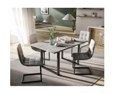 DELIFE Esszimmergruppe Adesso 140x90 Betonoptik Kufe + 4 Stühle Anthrazit Vintage, Esstischgruppen