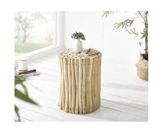 DELIFE Sitzhocker Salita 37x37 Rund Natur Massiv aus Teakholzzweigen, Sitzhocker / Sitzwürfel