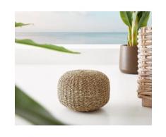 DELIFE Sitzpouf Careen 45x45 cm aus Seegras Natur, Sitzhocker / Sitzwürfel