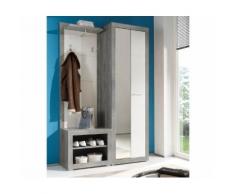 DELIFE Garderobenset Shandor 120x195 Weiss Hochglanz Grau Beton Optik, Dielenmöbel