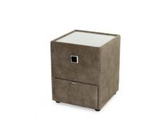 DELIFE Nachttisch Lessa 43x45 Braun beleuchtet Schublade, Nachttische
