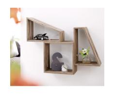 DELIFE 3er-Set-Designer-Wandregal Wyatt 70x55 cm Sheesham Natur, Wandregale