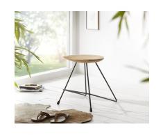 DELIFE Sitzhocker Pacita 44x43 cm Teak Natur Eisengestell Rost-Optik, Sitzhocker / Sitzwürfel