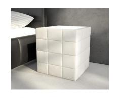 DELIFE Nachttisch Nuncia Big 41x41x57 cm Weiss LED Beleuchtung Steppnaht, Nachttische