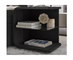 DELIFE Nachttisch Oscar Big 50cm hoch Schwarz mit LED und Glasablage, Nachttische