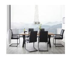 DELIFE Esstischgruppe Baumkante 200x95 cm Eiche Natur mit 6 Stühlen, Esstischgruppen