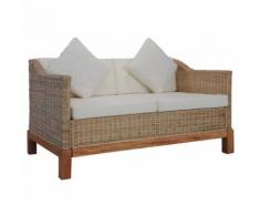 vidaXL 2-Sitzer-Sofa mit Auflagen Natur Rattan