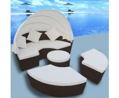 vidaXL Outdoor-Sonneninsel mit Sonnendach Poly Rattan Braun
