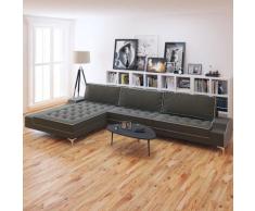 vidaXL Sofa in L-Form Retro Stoff Dunkelgrau XXL 326 x 163 x 83 cm