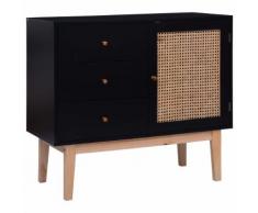 vidaXL Sideboard Schwarz 88,5x40x80 cm MDF und Rattan