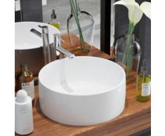 vidaXL Waschbecken Rund Keramik Weiß 40 x 15 cm