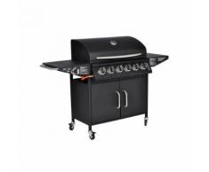 vidaXL Edelstahl Gasgrill Grill Grillwagen Barbecue BBQ 6+1 mit Tem