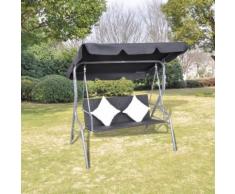 vidaXL Hollywoodschaukel mit Dach Schwarz Poly Rattan