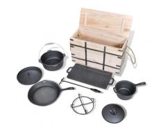 vidaXL 9-teiliges Set in Holzkiste Kochtopf-Set Töpfe Pfanne