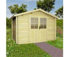vidaXL 28 mm 3,1 x 3 m Gartenhaus Blockhaus Massivholz